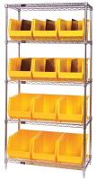 8DG38 Bin Shelving, Wire, 36X18, 18 Bins, Green