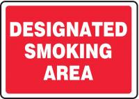 8DLF3 Smoking Area Sign, 7 x 10In, WHT/R, AL, ENG