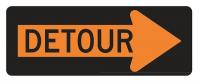 9LED5 Detour Sign, 18 x 48In, BK/ORN, Detour