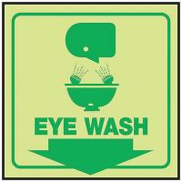 9TYZ1 Eye Wash Sign, 6 x 8-3/4In, GRN/YEL, ENG