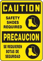 9LV88 Caution Sign, 14 x 10In, BK/YEL, Bilingual