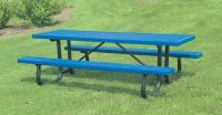 9F497 Picnic Table, PVC, Brown, 8 ft.