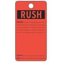 9MFK4 Rush Tag, 5-3/4 x 3 In, Bk/R, PK25