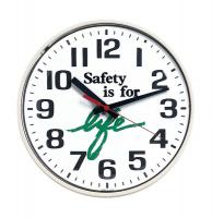 9MFL9 Wall Clock, Safety is for Life, 12 in.