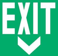 9MGT8 Exit Sign, 14 x 14In, Whit/GRN, Exit, ENG