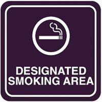 9NL71 Smoking Area Sign, 5-1/2 x 5-1/2In, ENG