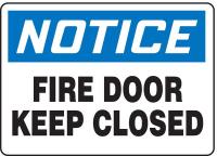 9NPW9 Fire Door Sign, 10 x 14In, BL and BK/WHT