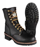 9DVN4 Logger Boots, Pln, Mens, 9-1/2W, Black, 1PR