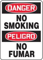 9NRC1 Danger No Smoking Sign, 14 x 10In, AL, Text