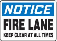 9NTK7 Fire Lane Sign, 7 x 10In, BL and BK/WHT, AL