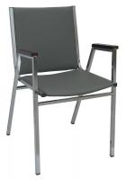 9NVP3 Stack Chair, Arms, Vinyl, Gray