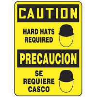 9NTT3 Caution Sign, 14 x 10In, BK/YEL, Bilingual