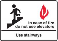 8DLN3 Fire Stairways Sign, 10 x 14In, PLSTC, ENG