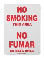 8MYF3 No Smoking Sign, 14 x 10In, R/WHT, Text