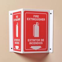 9P545 Fire Extinguisher Sign, 12 x 9In, WHT/R
