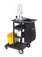 9P787 Janitor Cart, Black, 38 In.H, 17 In.D