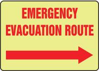 8RV06 Evacuation Route Sign, 7 x 10In, R/YEL, ENG