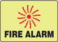 9PA70 Fire Alarm Sign, 10 x 14In, R and BK/YEL