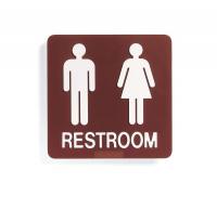 9DML1 Restroom Sign, 8 x 8In, WHT/Forest GRN, ENG