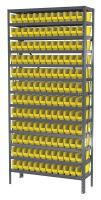 9PV22 Bin Shelving, Solid, 36X12, 144 Bins, Yellow