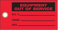9PV32 Eapt Out Of Svce Tag, 3 x 5-3/4 In, PK100