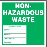 8ZHE5 Nonhazardous Waste Label, 6 In. H, PK 25