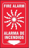 13R261 Fire Alarm Sign, 11 x 7In, WHT/R, Bilingual