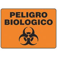 9RCX4 Biohazard Sign, 7 x 10In, BK/ORN, SURF