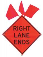 9RW15 Traffic Sign, 36 x 36 In., Right Lane Ends
