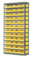 9TD05 Bin Shelving, Solid, 36X12, 48 Bins, Yellow