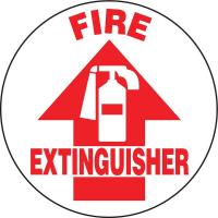 9TJK6 Floor Sign, Self-Adh, 17 Dia, Extinguisher