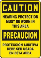 9TVG7 Caution Sign, 14 x 10In, BK/YEL, Bilingual