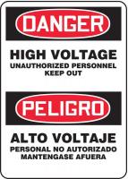 8DJT0 Danger Sign, 14 x 10In, R and BK/WHT, AL, HV