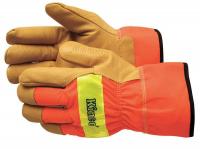8DJ95 Leather Palm Gloves, Orange, 2XL, PR