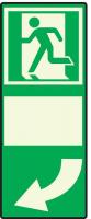 9U764 Fire Exit Sign, 10 x 4In, GRN/WHT, SYM, SURF