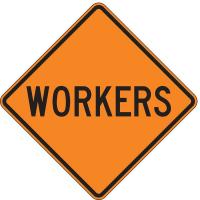 9UE56 Road Sign, Workers, 30 x 30In