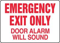 8X182 Fire Exit with Alarm Sign, 7 x 10In, R/WHT