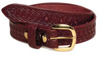 9G361 Basketweave Belt, Brn, Size 50 In, Leather
