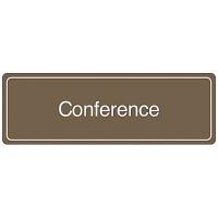 9W784 Conference Room Sign, 3 x 9In, WHT/BR, CONF