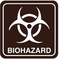 9WCP2 Biohazard Sign, 5-1/2 x 5-1/2In, WHT/BK