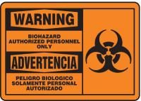 9WCY8 Warning Biohazard Sign, 7 x 10In, BK/ORN