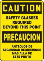 8U737 Caution Sign, 14 x 10In, BK/YEL, Bilingual