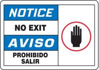 9WJY1 Notice No Exit Sign, 7 x 10In, Bilingual