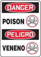 8DJZ4 Danger Sign, 14 x 10In, R and BK/WHT, AL