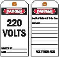 9WLZ1 Danger Tag, 5-3/4 x 3 In, 220 Volts, PK10