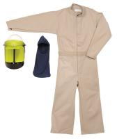 9T303 Flame-Resist Coverall Kit, Khaki, 5XL, HRC2