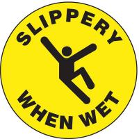 9WUG3 Floor Sign, 8In, Slippery When Wet, PK 2