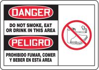 9X142 Danger No Smoking Sign, 10 x 14In, AL, SURF