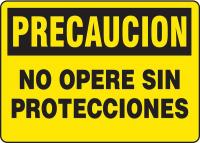 9X559 Caution Sign, 7 x 10In, BK/YEL, AL, Spanish