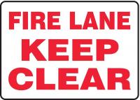 9W288 Fire Lane Sign, 10 x 14In, R/WHT, PLSTC, ENG